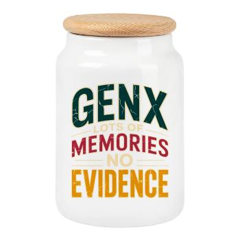 Souvenirs de la génération X – Aucune preuve - Boîte à biscuits avec couvercle en bois - blanc - Devant