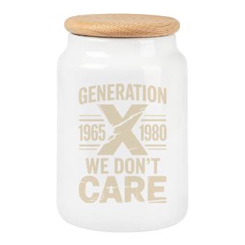 Generation X We Don’t Care Retro - Keksdose mit Holzdeckel - Weiß - Vorne