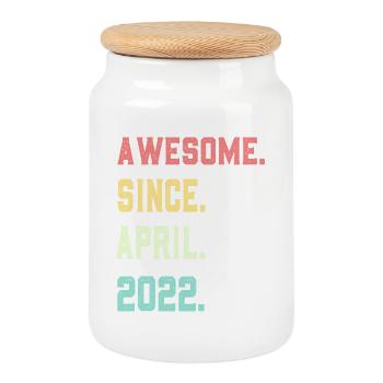 Awesome Since April 2022 - Cookie Jar with Wooden Lid - white - Front