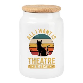 Théâtre musical : tout ce que je veux, mon chat & cadeau de théâtre - Boîte à biscuits avec couvercle en bois - blanc - Devant