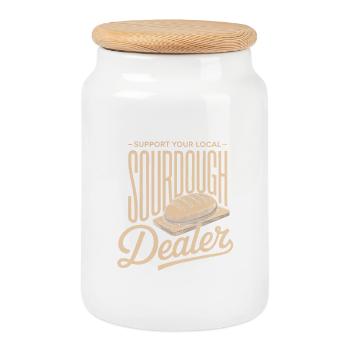 Local Sourdough Dealer - Cookie Jar with Wooden Lid - white - Front