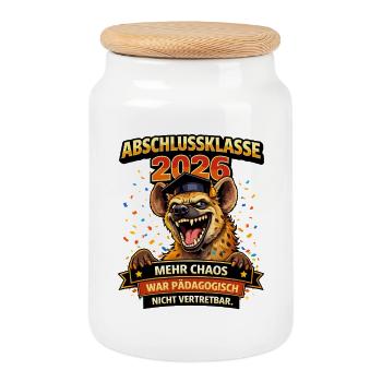 Abschlussklasse 2026 Hyäne | Schulabgänger - Keksdose mit Holzdeckel - Weiß - Vorne