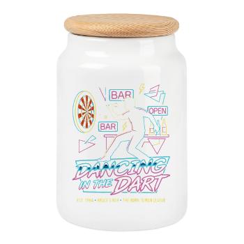T-shirt Darts Fun, Sweat à capuche Danse dans le T-shirt Fléchette, - Boîte à biscuits avec couvercle en bois - blanc - Devant