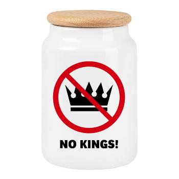 Keine Könige! (Protestdesign / POS 2C) - Keksdose mit Holzdeckel - Weiß - Vorne