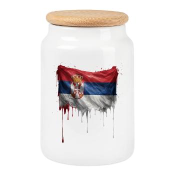 Graffiti sur la chute du drapeau serbe - Boîte à biscuits avec couvercle en bois - blanc - Devant