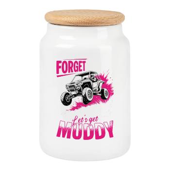 UTV Off Road Girl Woman 4 Wheeler Side by side - Keksdose mit Holzdeckel - Weiß - Vorne