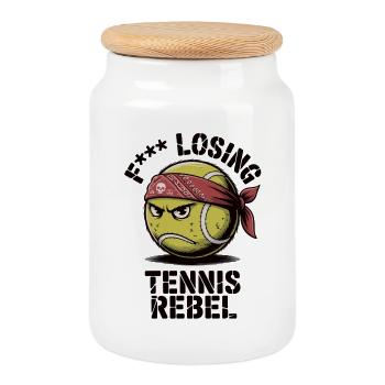 Tennis Spieler Shirt Losing Tennis Rebel - Keksdose mit Holzdeckel - Weiß - Vorne