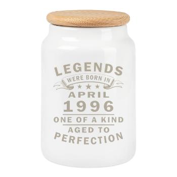 Legends born in April 1996 - Cookie Jar with Wooden Lid - white - Front