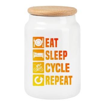 Idée cadeau pour un vélo de route avec vélo de route - Boîte à biscuits avec couvercle en bois - blanc - Devant