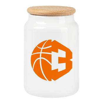 NR. 3 BASKETBALL NUMMER 3 BASKETBALL 3. GEBURTSTAG - Keksdose mit Holzdeckel - Weiß - Vorne