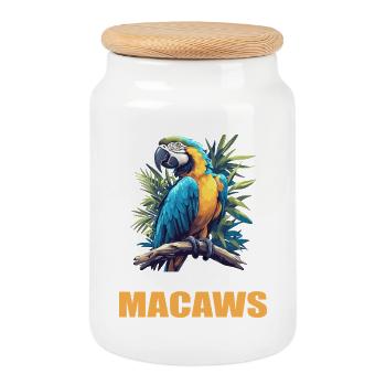 Macaw's Era - Cookie Jar with Wooden Lid - white - Front