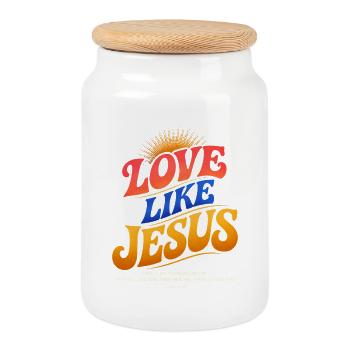 Jesus Tshirt Love Like Jesus Christliches Geschenk - Keksdose mit Holzdeckel - Weiß - Vorne