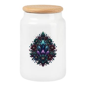Crystal MandalaFlower Circle - Cookie Jar with Wooden Lid - white - Front