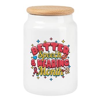 SLP - Cookie Jar with Wooden Lid - white - Front