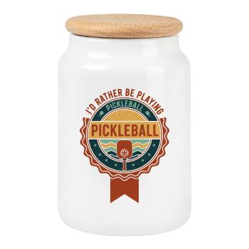 Pickleball würde lieber lustige Spielerliebe spielen - Keksdose mit Holzdeckel - Weiß - Vorne