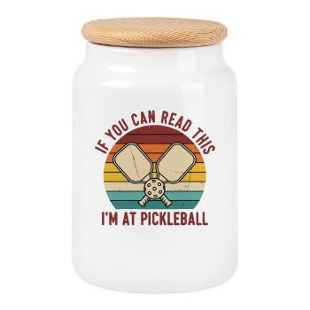 Pickleball Funny Player Im At Pickleball Court - Cookie Jar with Wooden Lid - white - Front