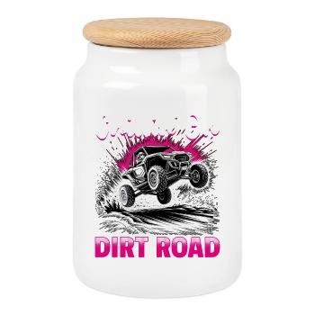 UTV Off Road Girl Woman 4 Wheeler Side by side - Keksdose mit Holzdeckel - Weiß - Vorne