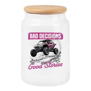 UTV Off Road Girl Woman 4 Wheeler Side by side - Keksdose mit Holzdeckel - Weiß - Vorne