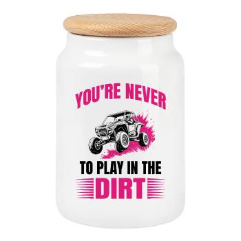 UTV Off Road Girl Woman 4 Wheeler Side by side - Keksdose mit Holzdeckel - Weiß - Vorne