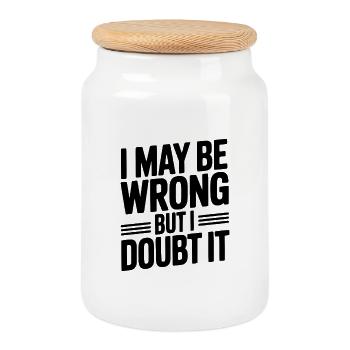 Je peux me tromper, mais j’en doute - Boîte à biscuits avec couvercle en bois - blanc - Devant
