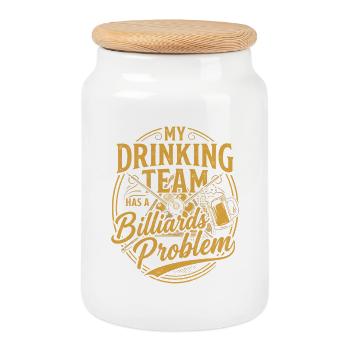 Billard Bier Lustig Shirt Geschenk Spieler Humor - Keksdose mit Holzdeckel - Weiß - Vorne