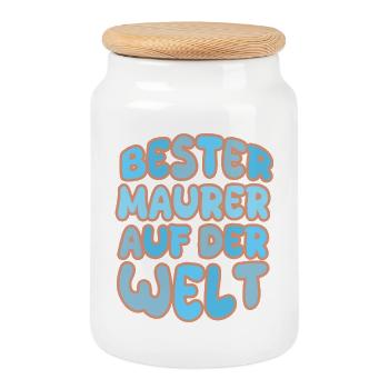Geschenk für Maurer - Keksdose mit Holzdeckel - Weiß - Vorne