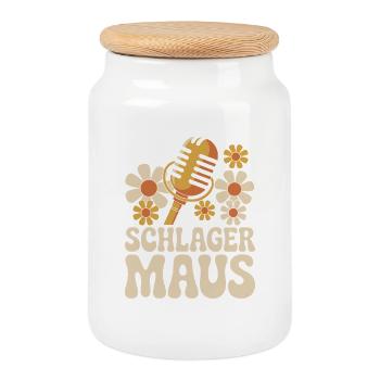 Schlager Maus Party Crew JGA Frauen Schlagermaus - Keksdose mit Holzdeckel - Weiß - Vorne