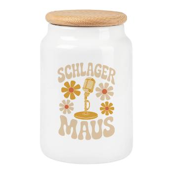Schlager Maus Party Crew JGA Frauen Schlagermaus - Keksdose mit Holzdeckel - Weiß - Vorne