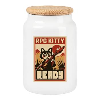 RPG Kitty Ready Poster - Keksdose mit Holzdeckel - Weiß - Vorne