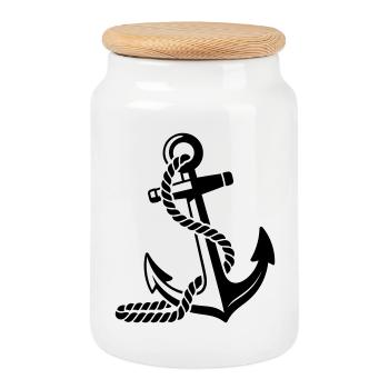 Anchor - Cookie Jar with Wooden Lid - white - Front