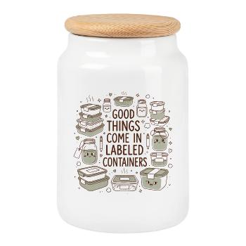 Labeled is better | Meal Prep Orga - Cookie Jar with Wooden Lid - white - Front