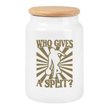 Bowling Kegel Spruch qui donne un Split - Boîte à biscuits avec couvercle en bois - blanc - Devant