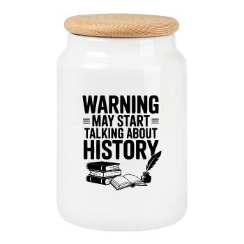 Avertissement : Ça pourrait commencer à parler d’histoire - Boîte à biscuits avec couvercle en bois - blanc - Devant