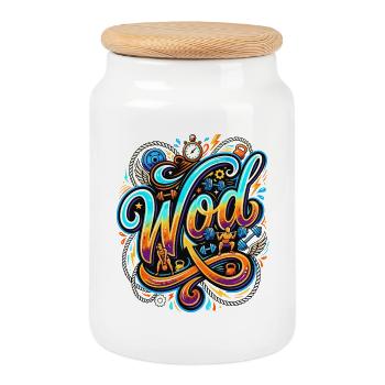 WOD Fitness Bodybuilding Workout Cross-Sport Gym - Keksdose mit Holzdeckel - Weiß - Vorne