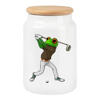 Frogs Golf - Boîte à biscuits avec couvercle en bois - blanc - Devant