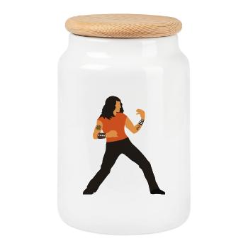 Rock Star Air Guitar - Art de musicien heavy metal - Boîte à biscuits avec couvercle en bois - blanc - Devant