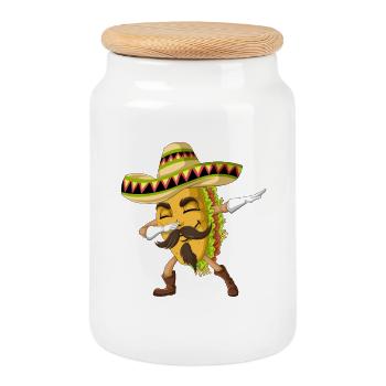 Dabbing Taco Mexican Shirt - Boîte à biscuits avec couvercle en bois - blanc - Devant