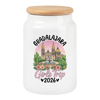 Guadalajara Girls Trip 2026 - Cookie Jar with Wooden Lid - white - Front