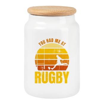 Le dicton du rugby - Boîte à biscuits avec couvercle en bois - blanc - Devant