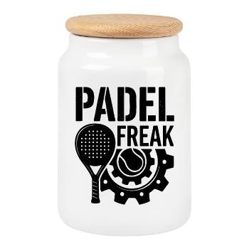 Padel Freak Sport Begeisterung Performance - Keksdose mit Holzdeckel - Weiß - Vorne