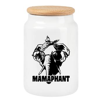 Éléphant Mamaphant pour la fête des mères - Boîte à biscuits avec couvercle en bois - blanc - Devant