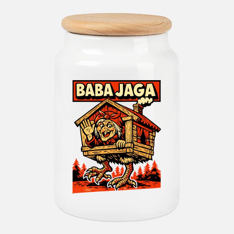 Baba Jaga, slawische Hexenlegende - Keksdose mit Holzdeckel - Weiß