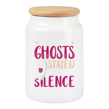 Ghost Hunter Halloween English Saying - Cookie Jar with Wooden Lid - white - Front