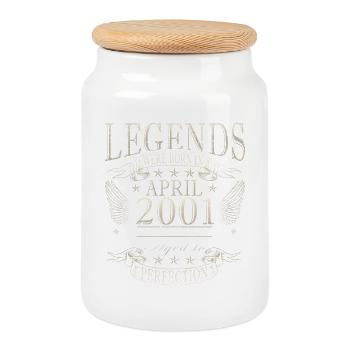 Cadeau du 25e anniversaire Mari Original avril 2001 - Boîte à biscuits avec couvercle en bois - blanc - Devant