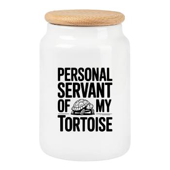 Serviteur personnel de ma tortue - Boîte à biscuits avec couvercle en bois - blanc - Devant