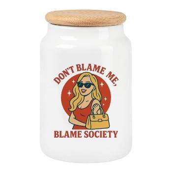 Ne me blâme pas, blâme la société - Boîte à biscuits avec couvercle en bois - blanc - Devant