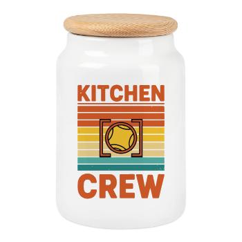 Pickleball Funny Kitchen Crew Player Love - Cookie Jar with Wooden Lid - white - Front