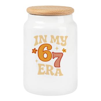 Dans mon mème d’humour italien de la pourriture cervementale de l’ère 67 des Six Sept - Boîte à biscuits avec couvercle en bois - blanc - Devant