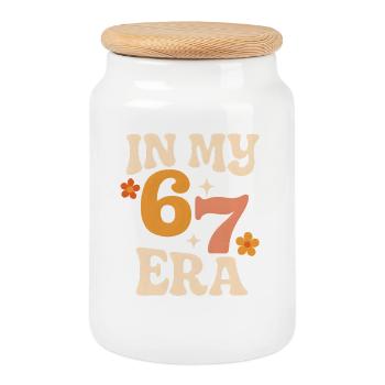 Dans mon mème d’humour italien de la pourriture cervementale de l’ère 67 des Six Sept - Boîte à biscuits avec couvercle en bois - blanc - Devant
