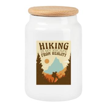 Hiking Mountaineering Hiking Saying - Cookie Jar with Wooden Lid - white - Front